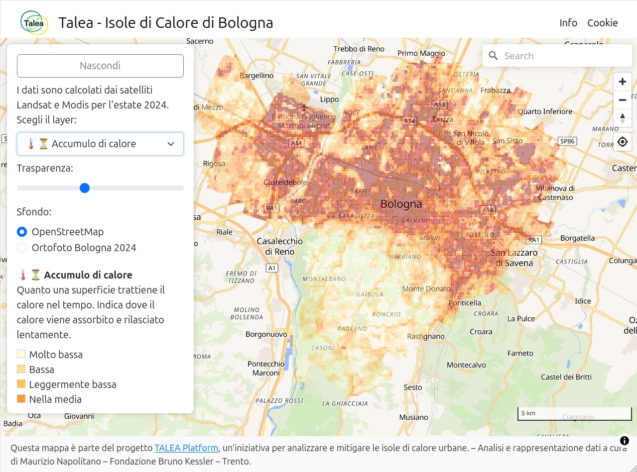 Land surface temperature map of Bologna